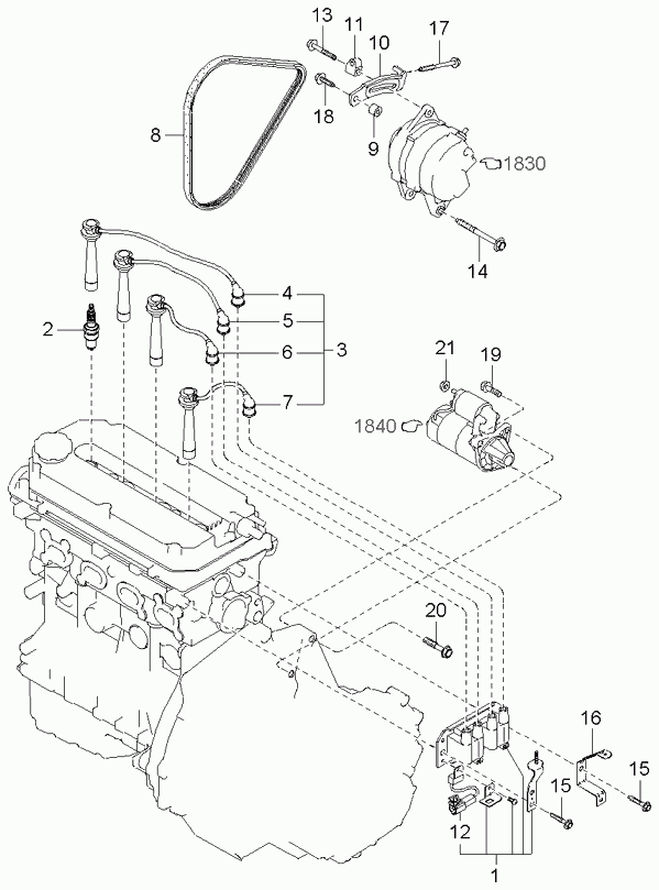 KIA 27400-2X-190 - Комплект запалителеи кабели vvparts.bg