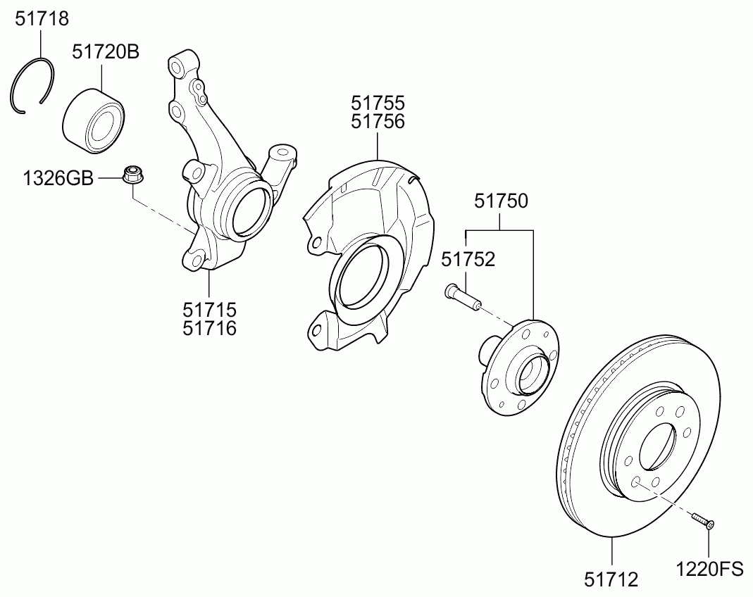 KIA 51720-0U000 - Комплект колесен лагер vvparts.bg