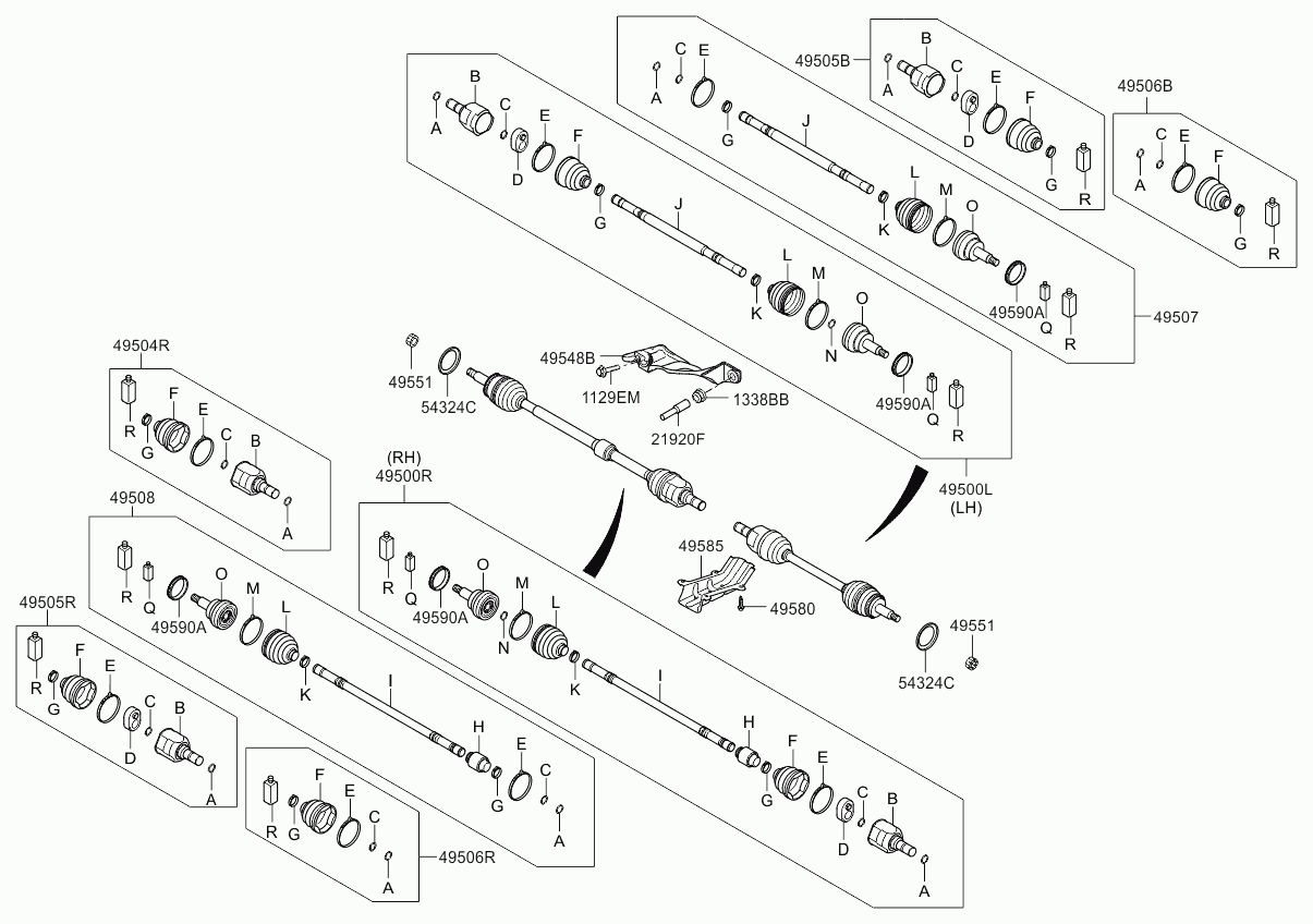 Hyundai 49535-1R001 - Каре комплект, полуоска vvparts.bg