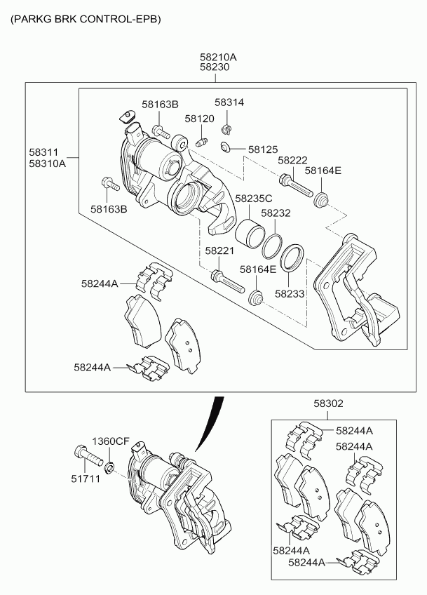 Hyundai 58311-A2A30 - Ремонтен комплект, спирачен апарат vvparts.bg