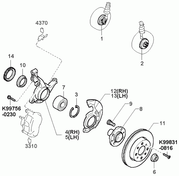 KIA KGA2A-33-047 - Комплект колесен лагер vvparts.bg