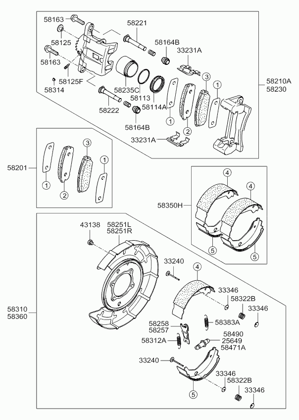 Hyundai 583503EU00 - Комплект спирачна челюст, ръчна спирачка vvparts.bg