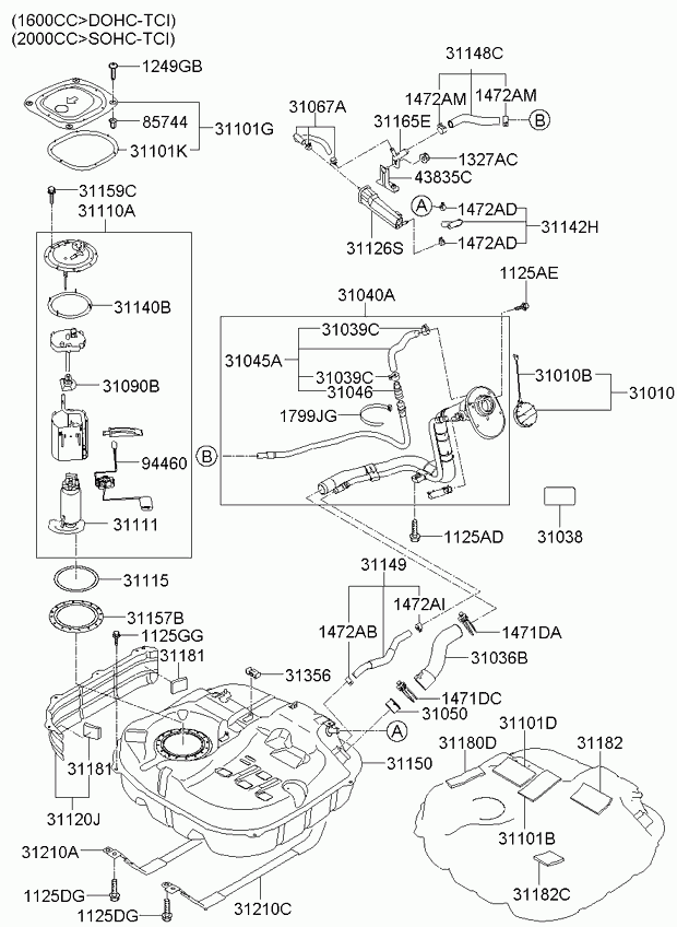 Hyundai 311101H000 - Горивопроводен модул (горивна помпа+сонда) vvparts.bg