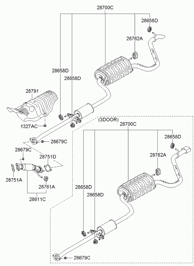 KIA 286101H000 - Изпускателна тръба vvparts.bg