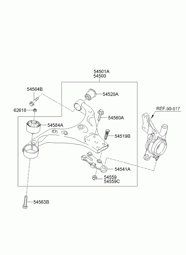 Hyundai 54500-1F000 - Носач, окачване на колелата vvparts.bg