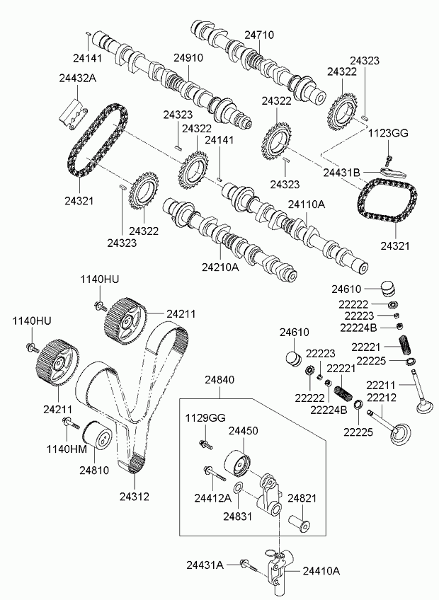 Hyundai 24810-37100 - Обтяжна ролка, ангренаж vvparts.bg