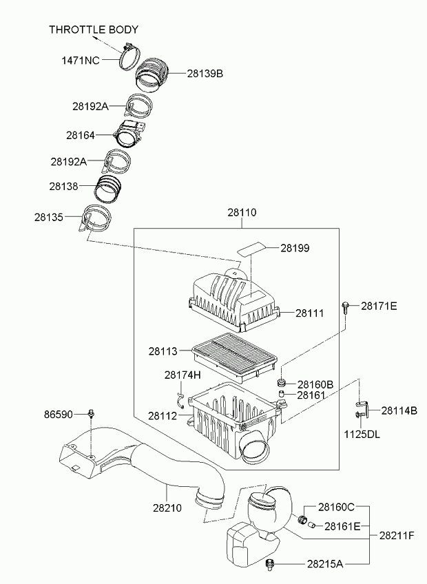 KIA (DYK) 28113-08000 - Въздушен филтър vvparts.bg