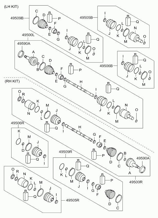 Hyundai 496062PA00 - Каре комплект, полуоска vvparts.bg