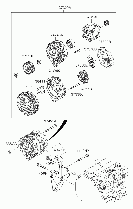 Hyundai 373004A300 - Генератор vvparts.bg