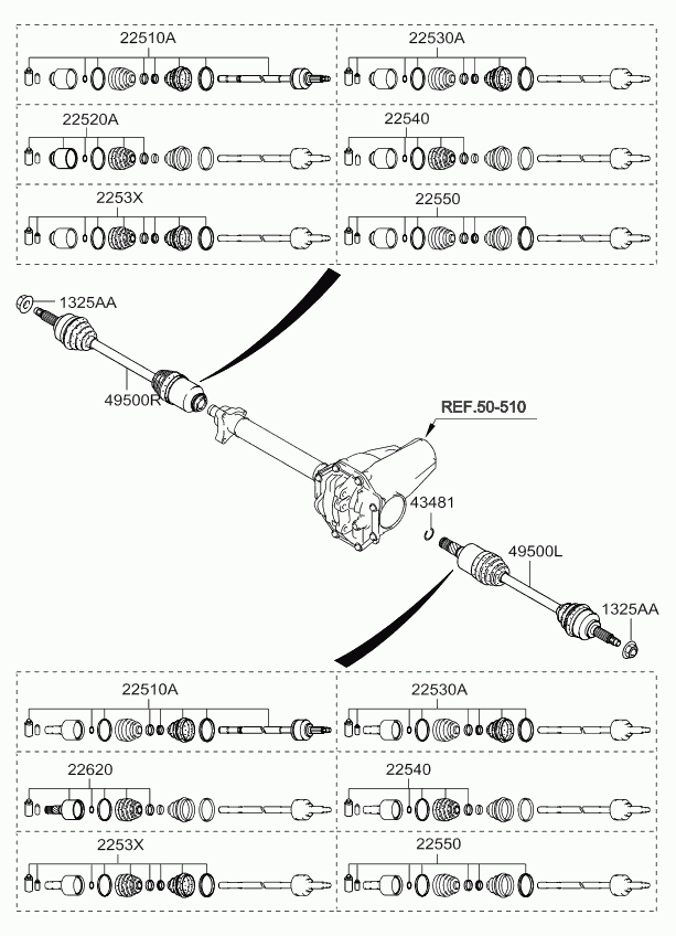 KIA 495913E201 - Каре комплект, полуоска vvparts.bg