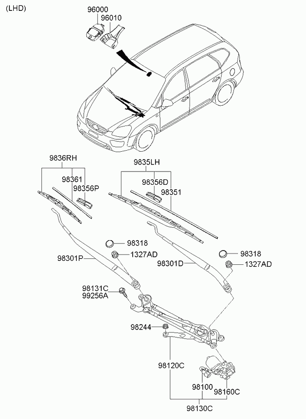 KIA 983601D000 - Перо на чистачка vvparts.bg