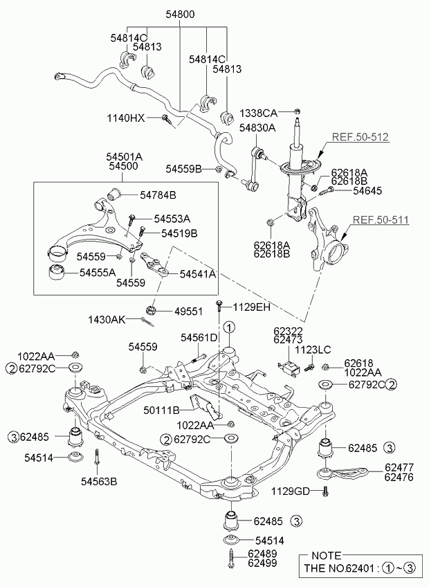 KIA 54500-1D100 - Носач, окачване на колелата vvparts.bg