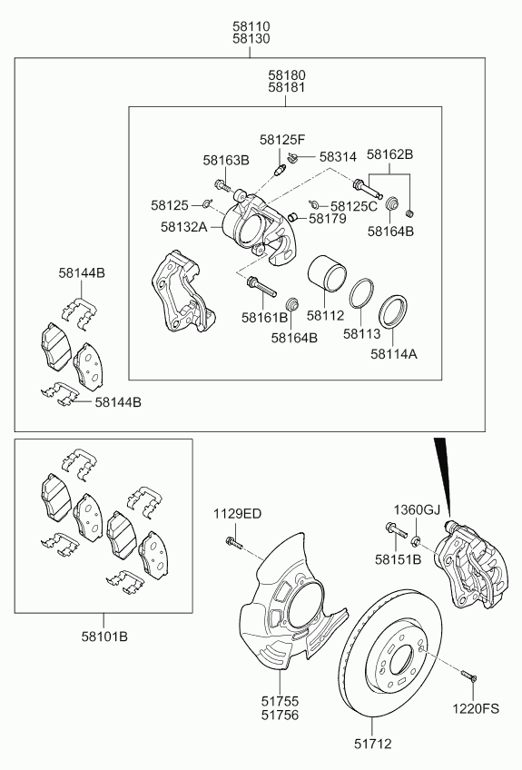 KIA 58180 3QA50 - Спирачен апарат vvparts.bg