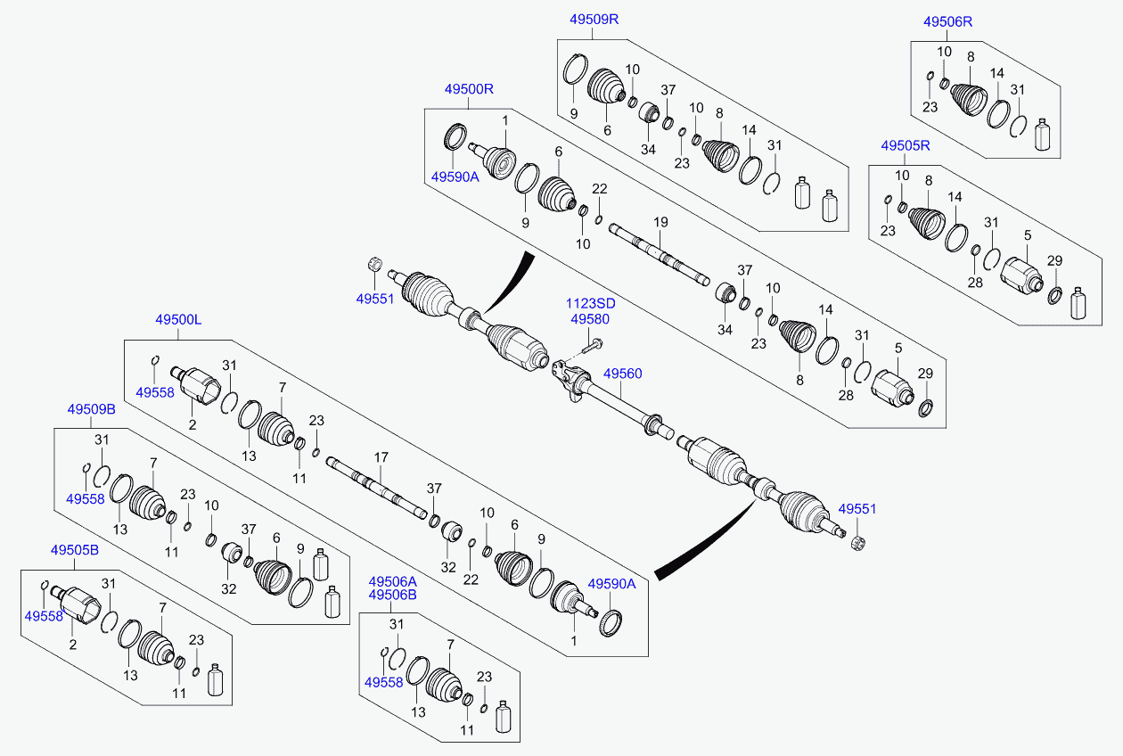 KIA 495002W300 - Полуоска vvparts.bg