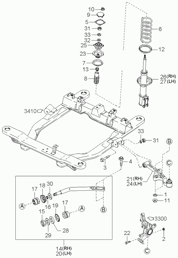 KIA 0K552-34-350C - Носач, окачване на колелата vvparts.bg