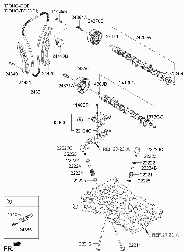 KIA 24431-2B000 - Комплект ангренажна верига vvparts.bg