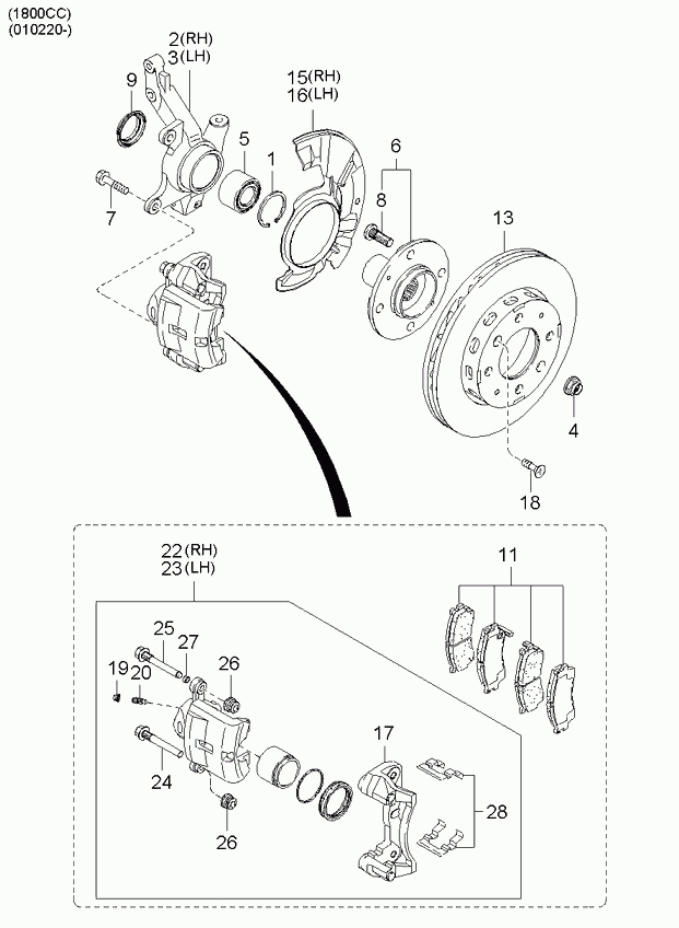 Hyundai 0K24049990A - Спирачен апарат vvparts.bg