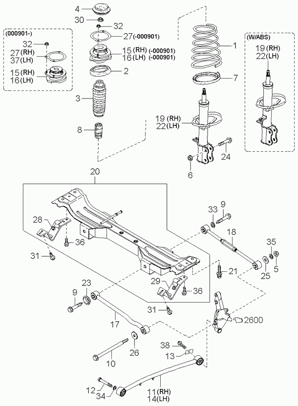 KIA 0K2A128900D - Амортисьор vvparts.bg