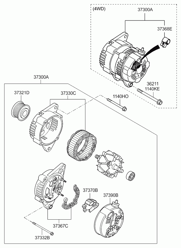 Hyundai 373002F200* - Генератор vvparts.bg