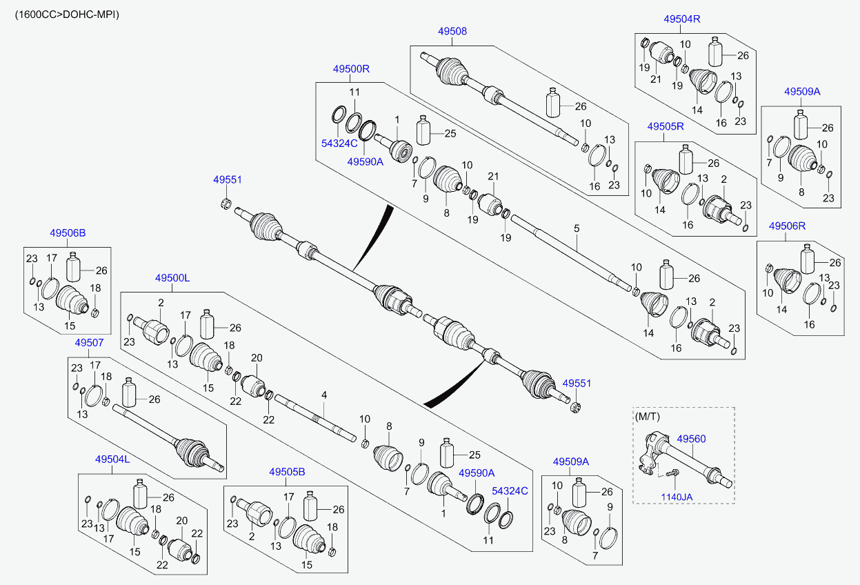 Hyundai 49542H5105 - Каре комплект, полуоска vvparts.bg