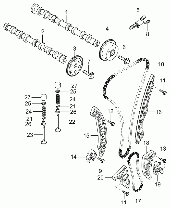 KIA 24471-25050 - Комплект ангренажна верига vvparts.bg