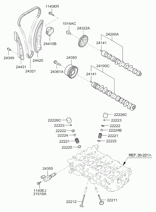 Hyundai 24420-2B610 - Комплект ангренажна верига vvparts.bg