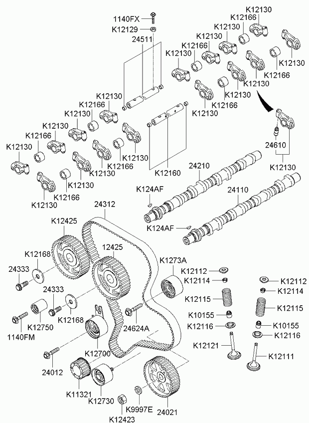 KIA 24312 4X000 - Ангренажен ремък vvparts.bg