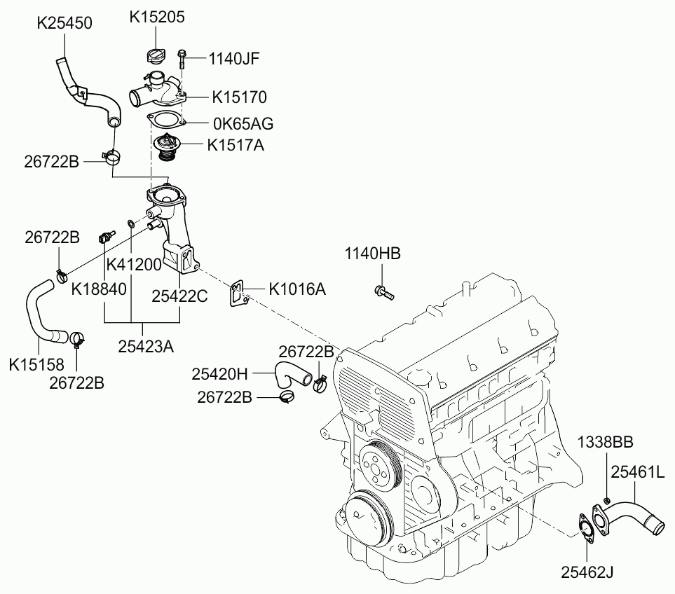 KIA 0K65A-15-173A - Уплътнение, термостат vvparts.bg