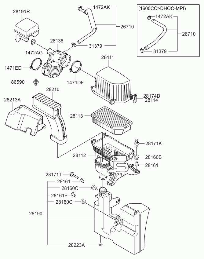 KIA 28113 1R100 - Въздушен филтър vvparts.bg