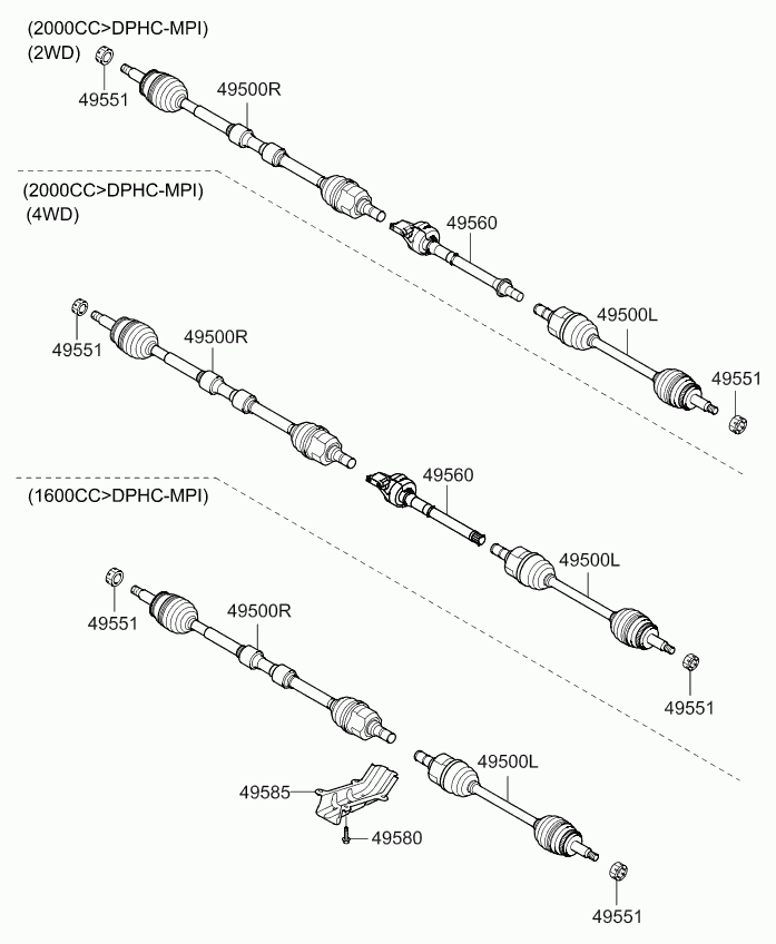 Hyundai 495012Y660 - Полуоска vvparts.bg