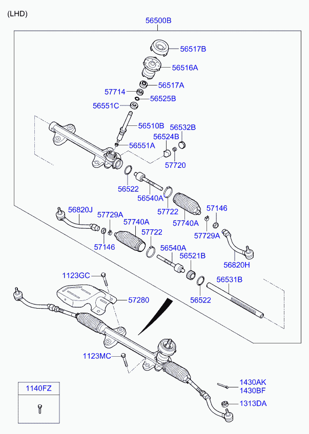 KIA 56500-A6500 - Кормилна кутия vvparts.bg