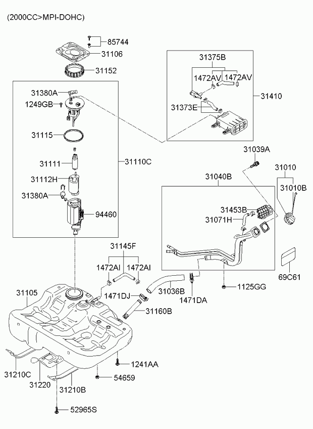 Hyundai 311110M000 - Горивна помпа vvparts.bg