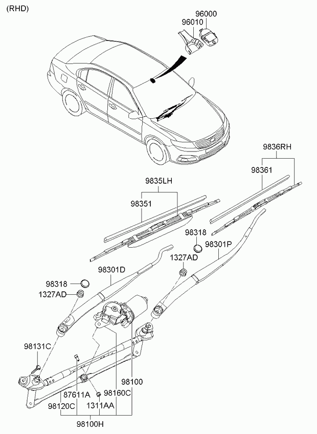 VW 983502G000 - Перо на чистачка vvparts.bg