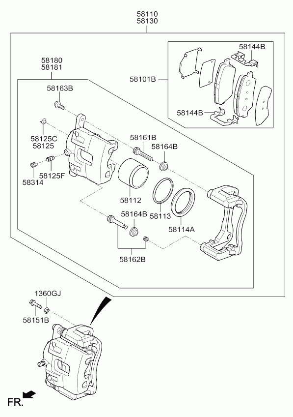 KIA 58190 A4A10 - Спирачен апарат vvparts.bg