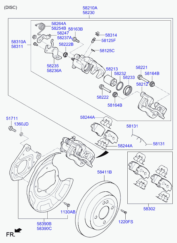 KIA 58302-H8A05 - Комплект спирачно феродо, дискови спирачки vvparts.bg