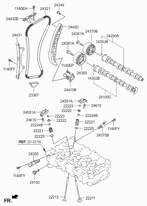 KIA 2443103002 - Комплект ангренажна верига vvparts.bg