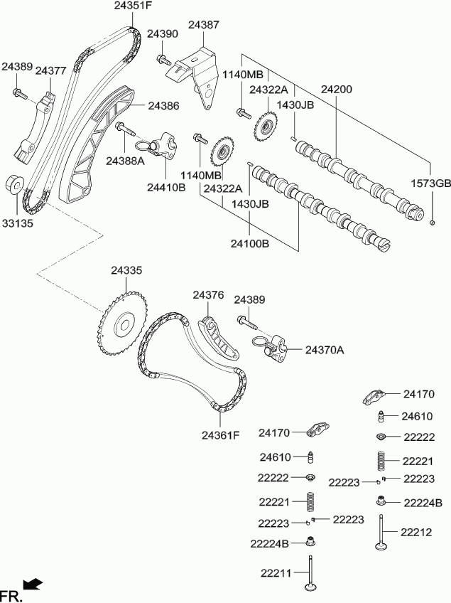 KIA 24377-2A000 - Комплект ангренажна верига vvparts.bg