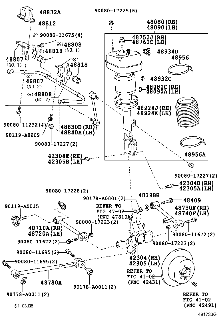 TOYOTA 48730-0E040 - Носач, окачване на колелата vvparts.bg