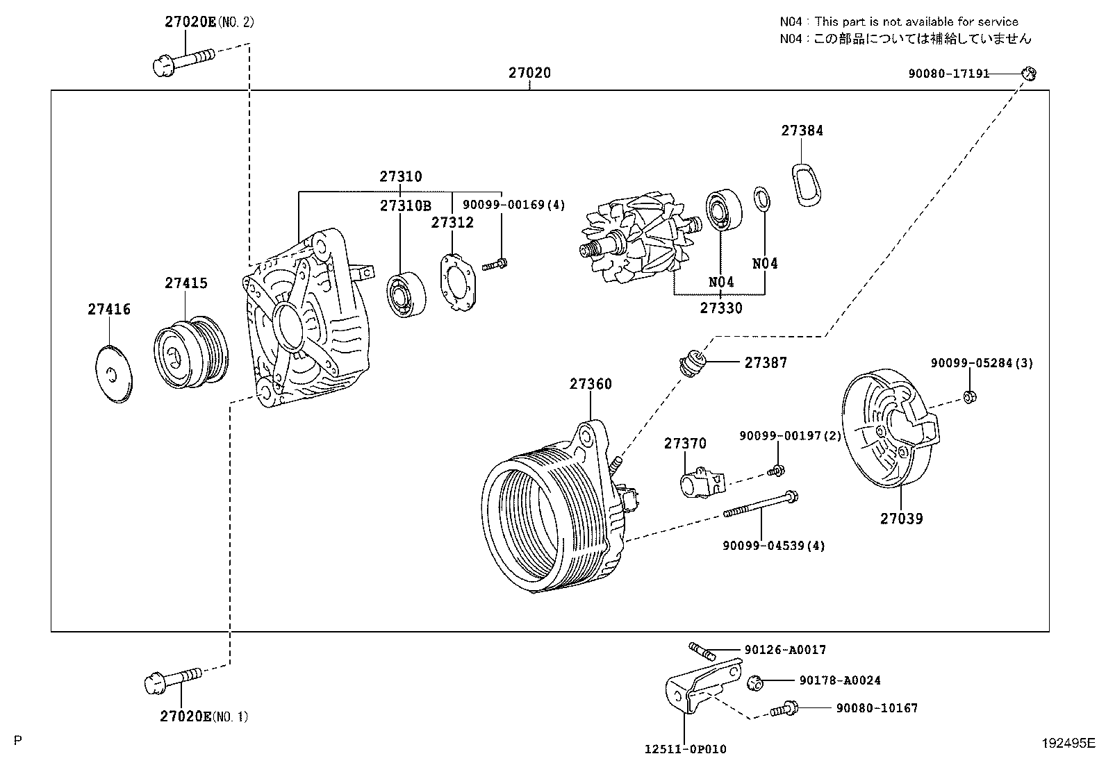 TOYOTA (FAW) 27415-0W010 - Ремъчна шайба, генератор vvparts.bg