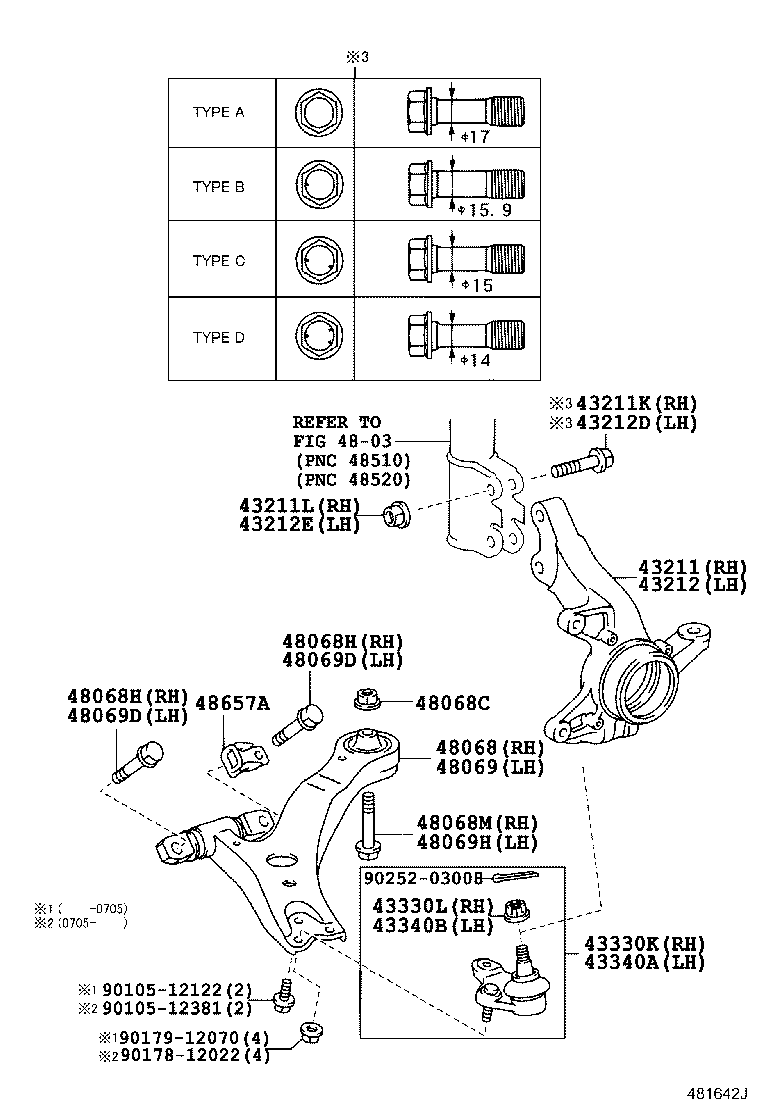 LEXUS 48069-48030 - Носач, окачване на колелата vvparts.bg