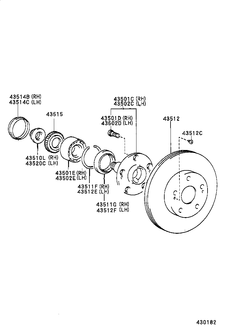 TOYOTA 43514-50010 - Комплект колесен лагер vvparts.bg