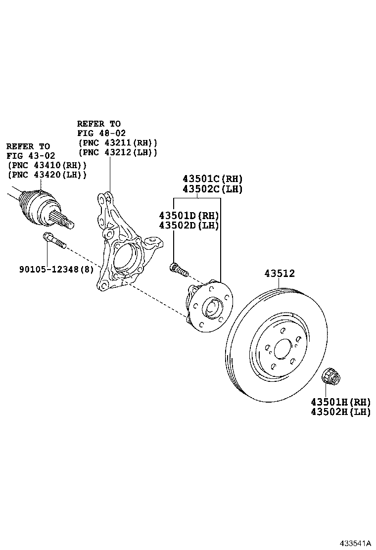 TOYOTA 43550-48010 - Главина на колелото vvparts.bg