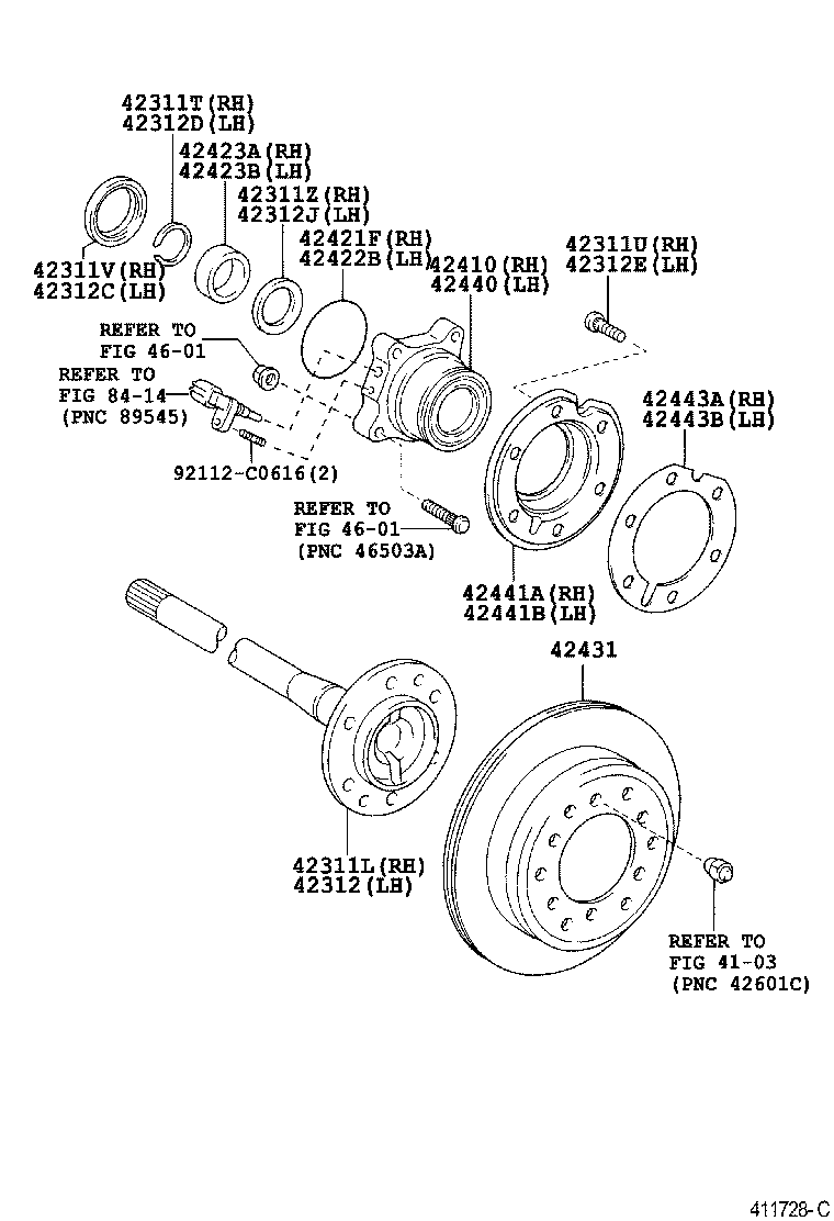 TOYOTA 42460-60010 - Комплект колесен лагер vvparts.bg