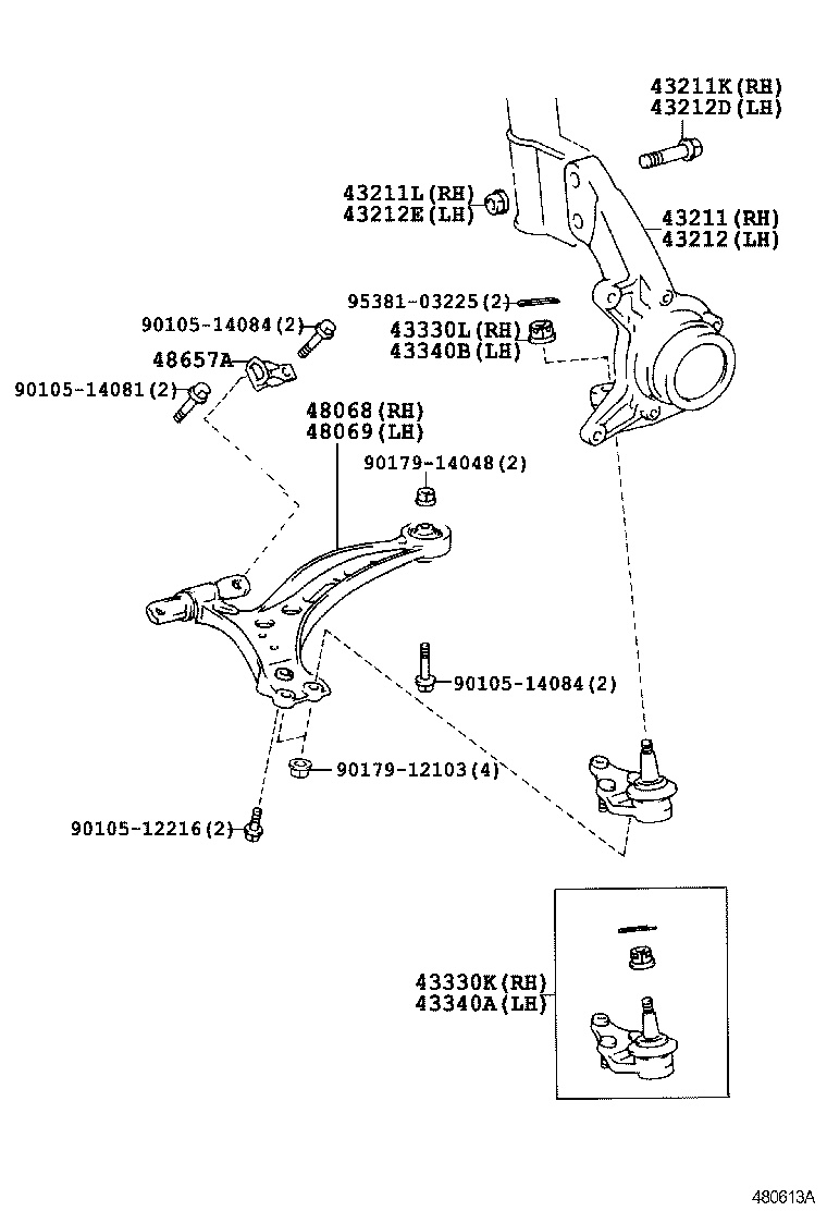 TOYOTA 48069-48010 - Тампон, носач vvparts.bg