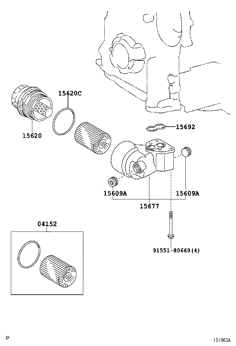 LEXUS 04152 31080 - Маслен филтър vvparts.bg