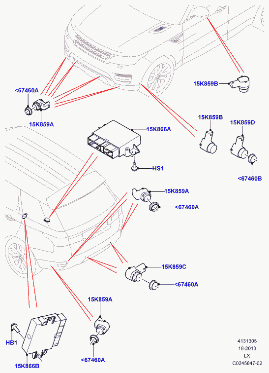 Land Rover LR024299 - Датчик, парктроник vvparts.bg