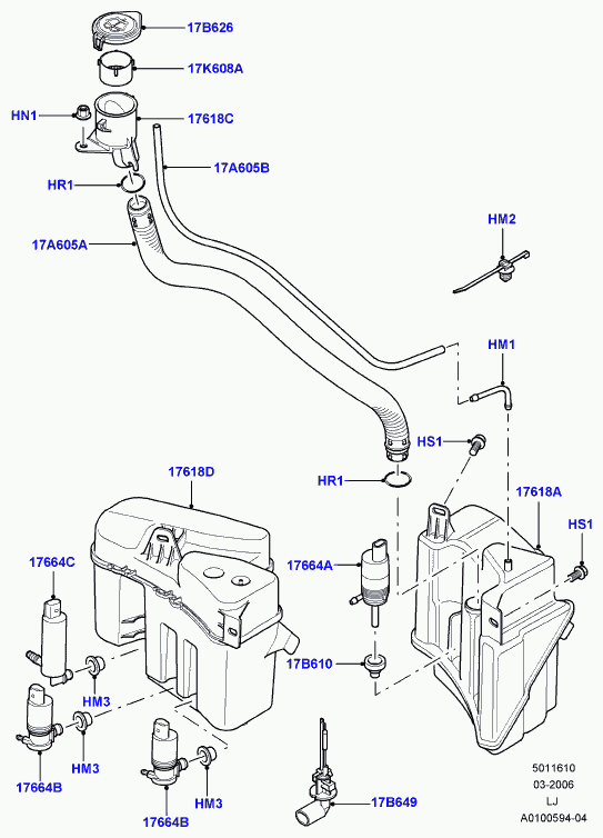 Land Rover DMC000010 - Водна помпа за миещо устр., почистване на стъклата vvparts.bg