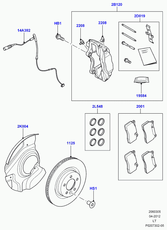 Land Rover LR020362 - Комплект спирачно феродо, дискови спирачки vvparts.bg