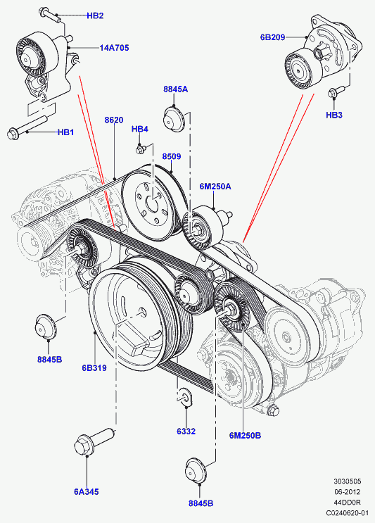 Land Rover LR022809 - Паразитна / водеща ролка, пистов ремък vvparts.bg