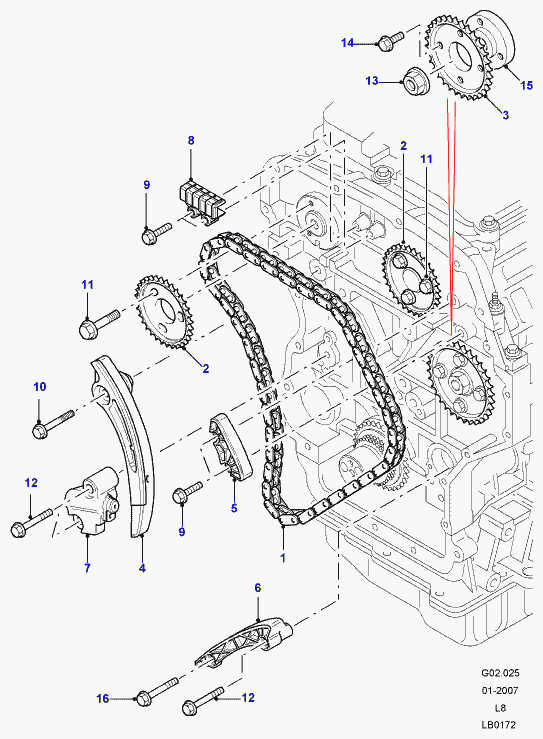 Land Rover LR004367 - Комплект ангренажна верига vvparts.bg